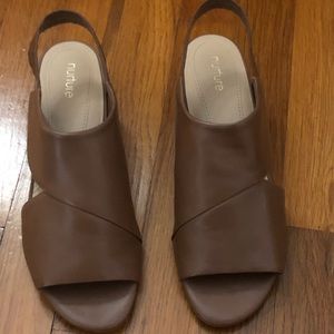 New Nurture leather brown sandals. Size 10